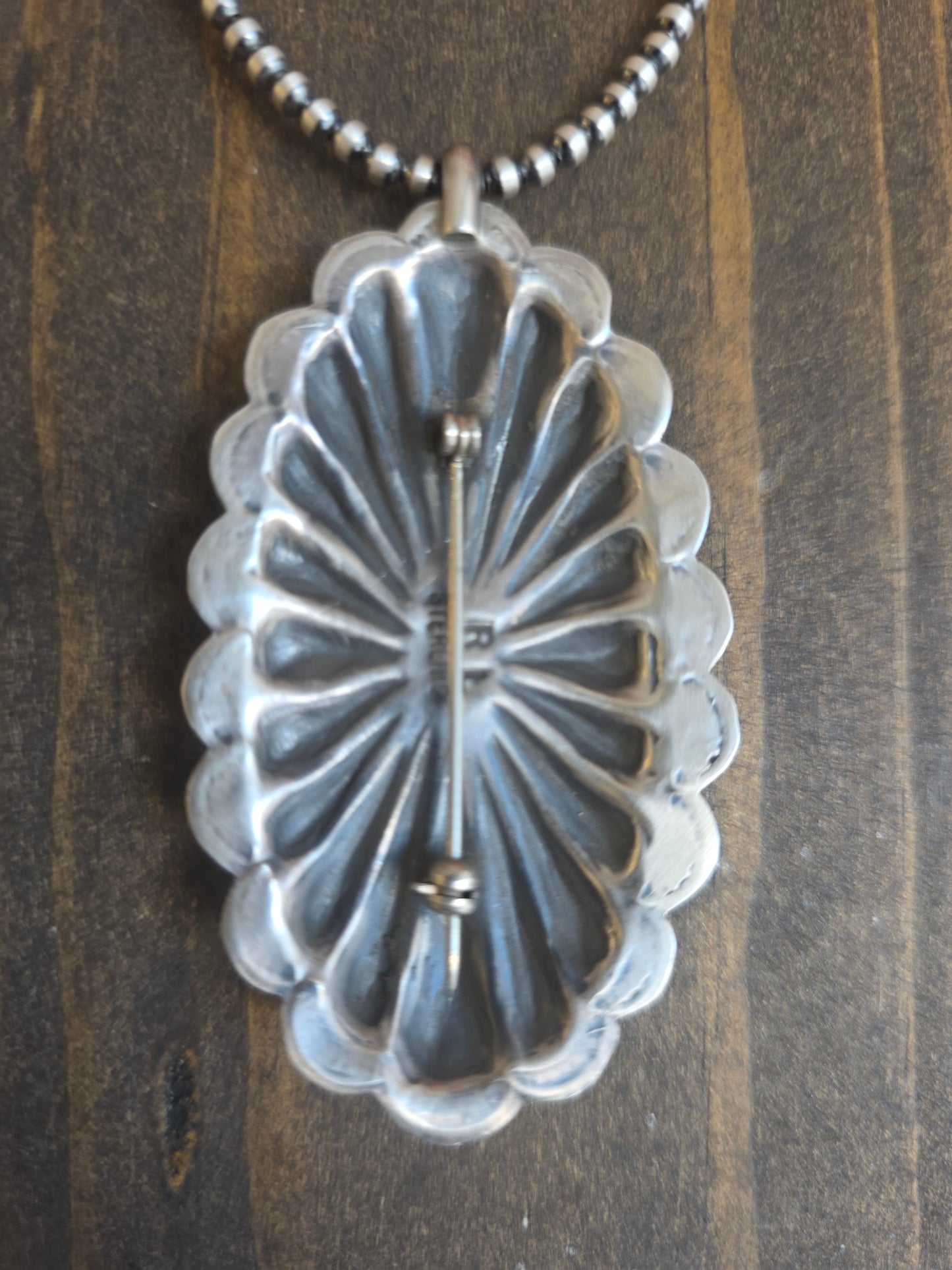 Sterling Turquoise Concho Pendant Necklace