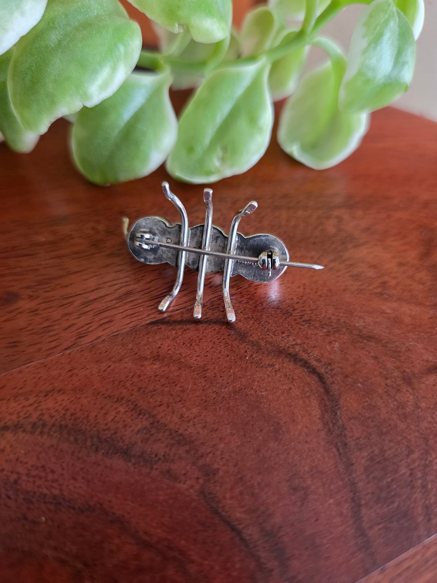 Red Spiny and Black Onyx Caterpillar Pin