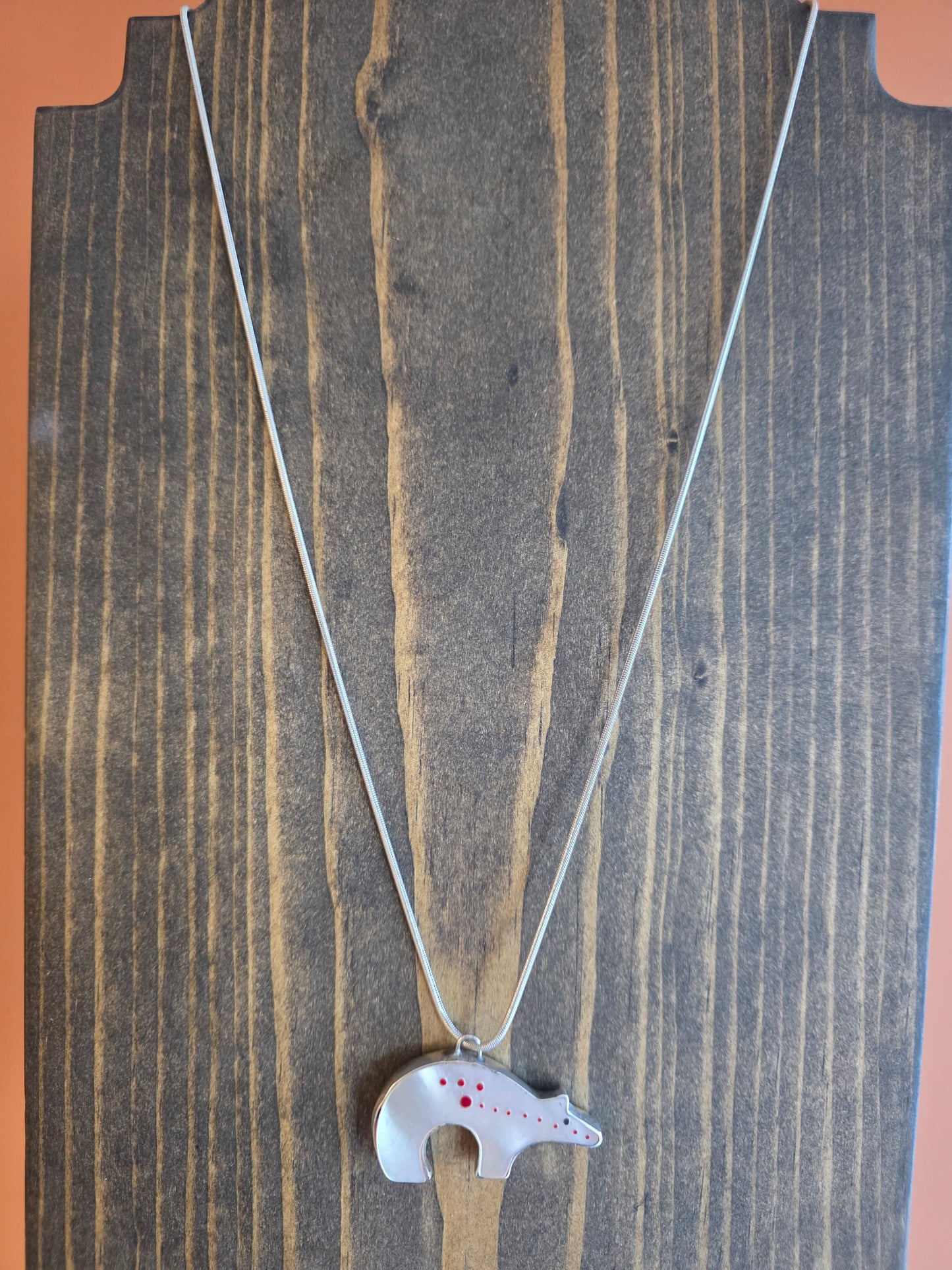 Vintage Zuni Sterling Silver Two-Sided Bear Pendant Necklace