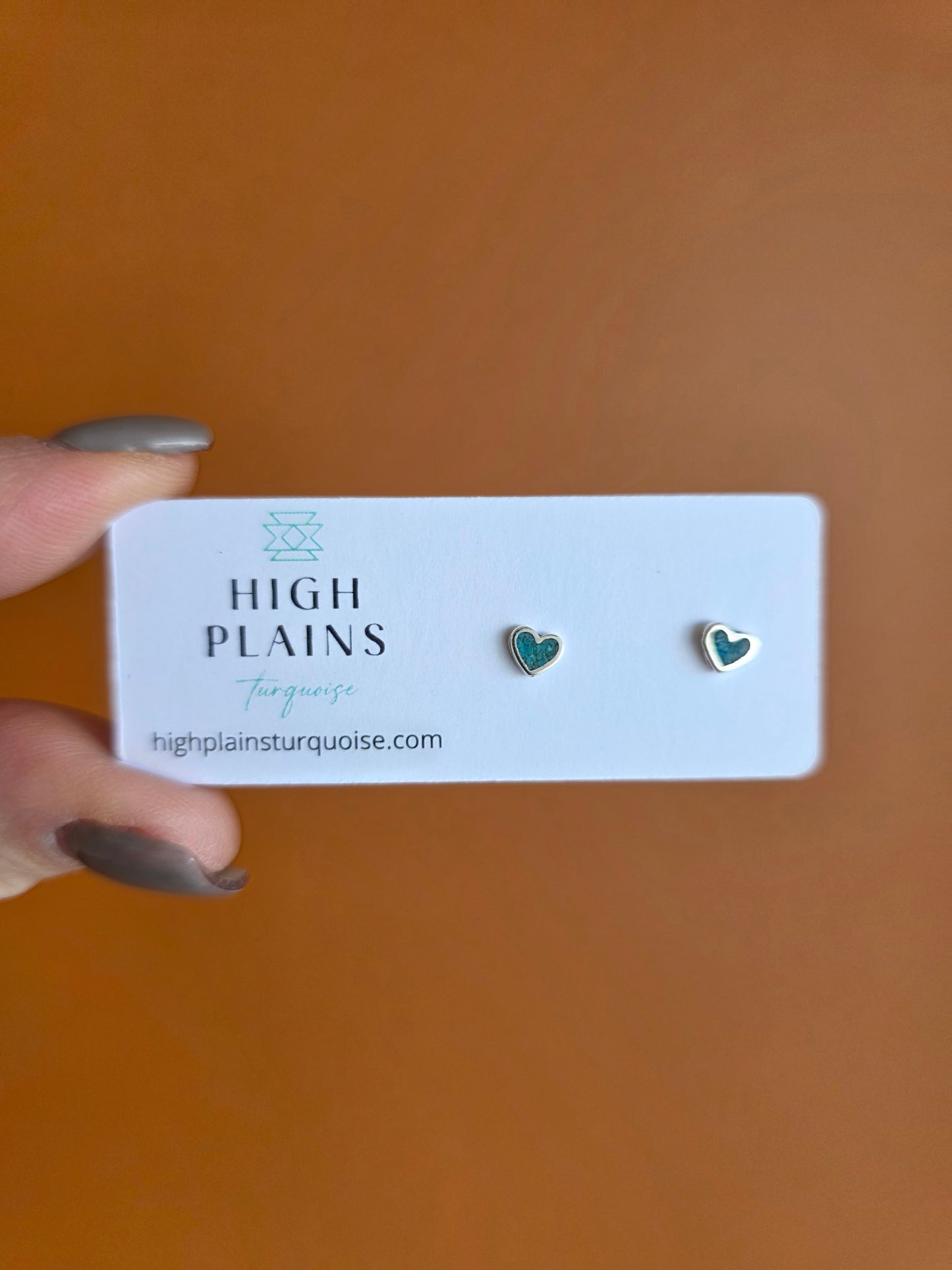 Turquoise Inlay Chip Heart Earrings