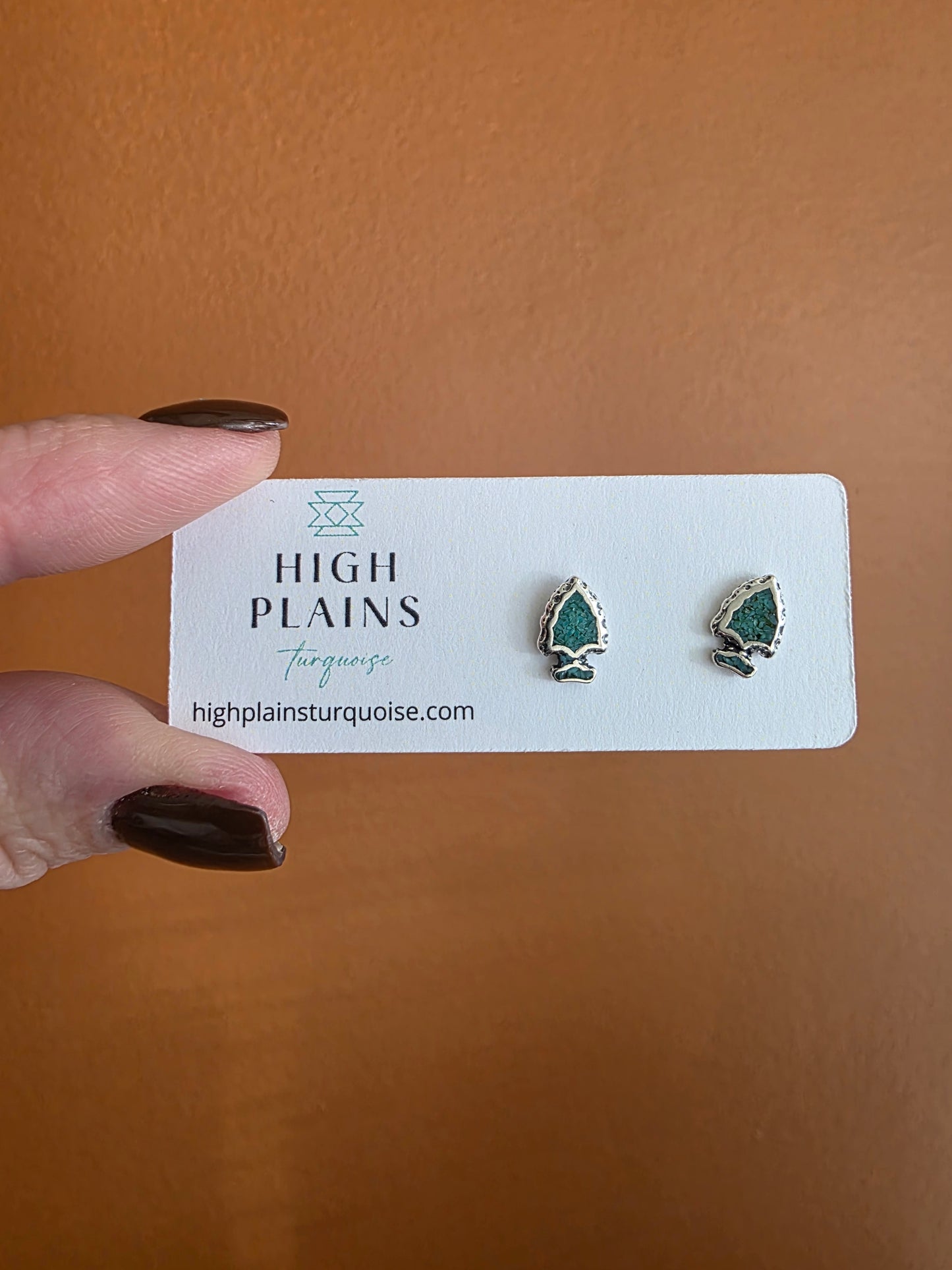 Turquoise Inlay Arrowhead Earrings