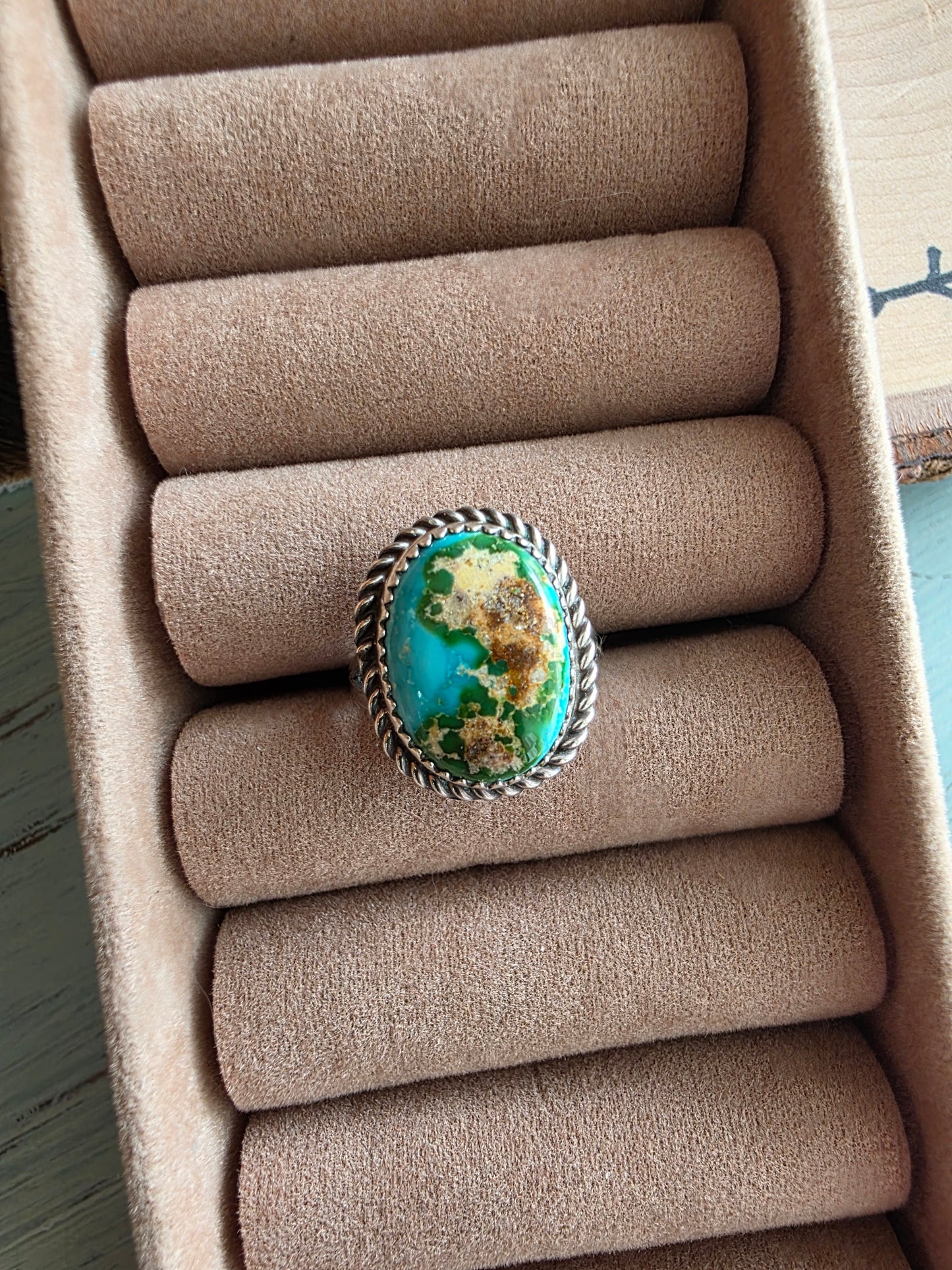 Twisted Rope Sonoran Gold Turquoise Ring
