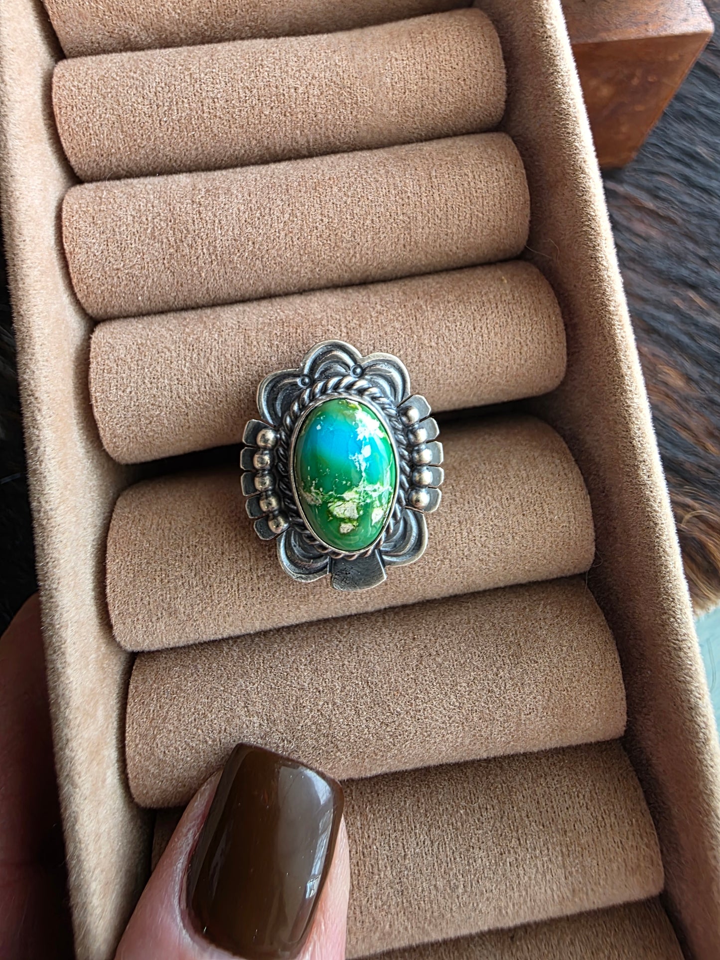 Sterling Silver Sonoran Gold Turquoise Scalloped Ring
