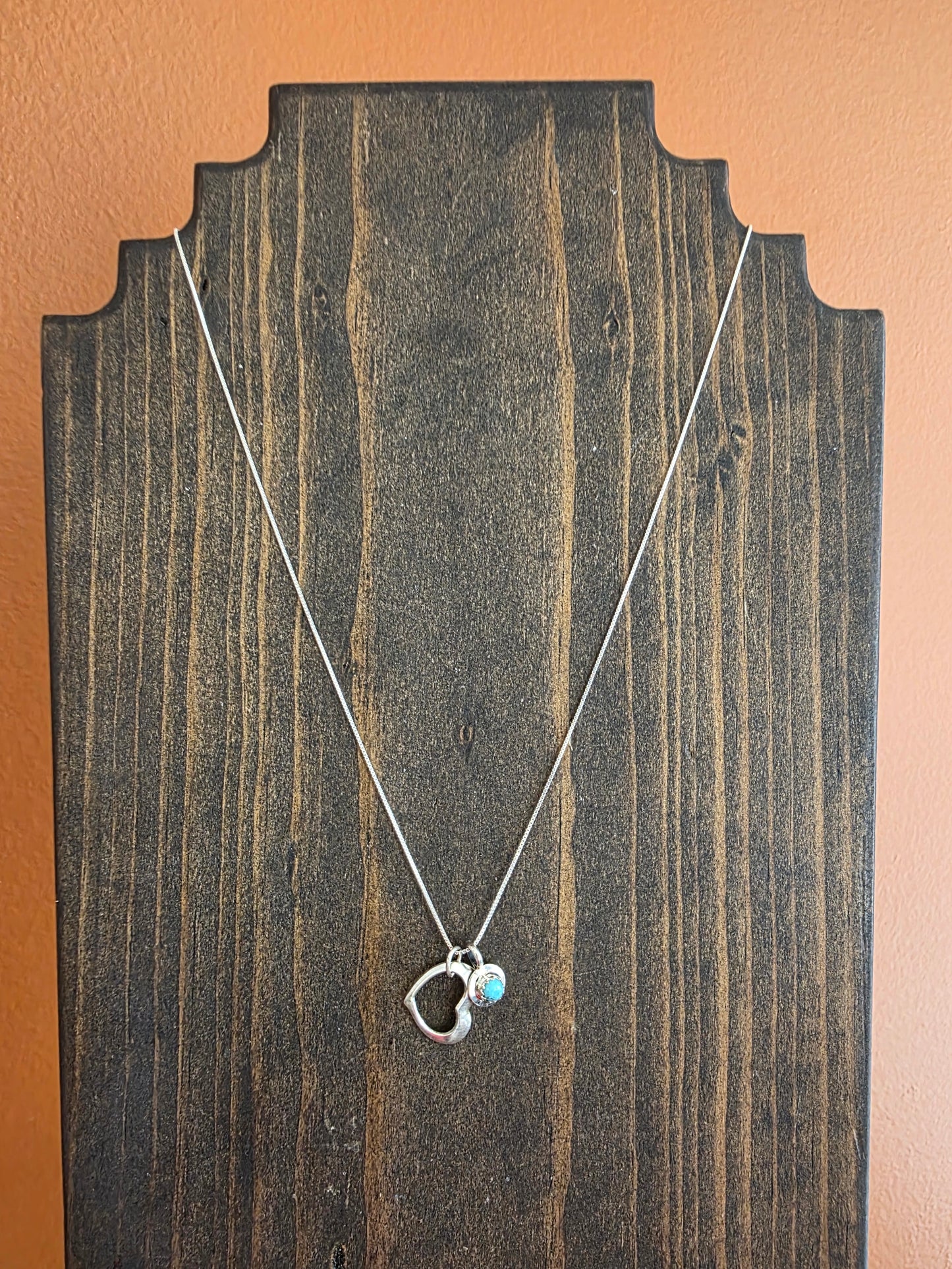 Turquoise Heart Charm Pendant Necklace
