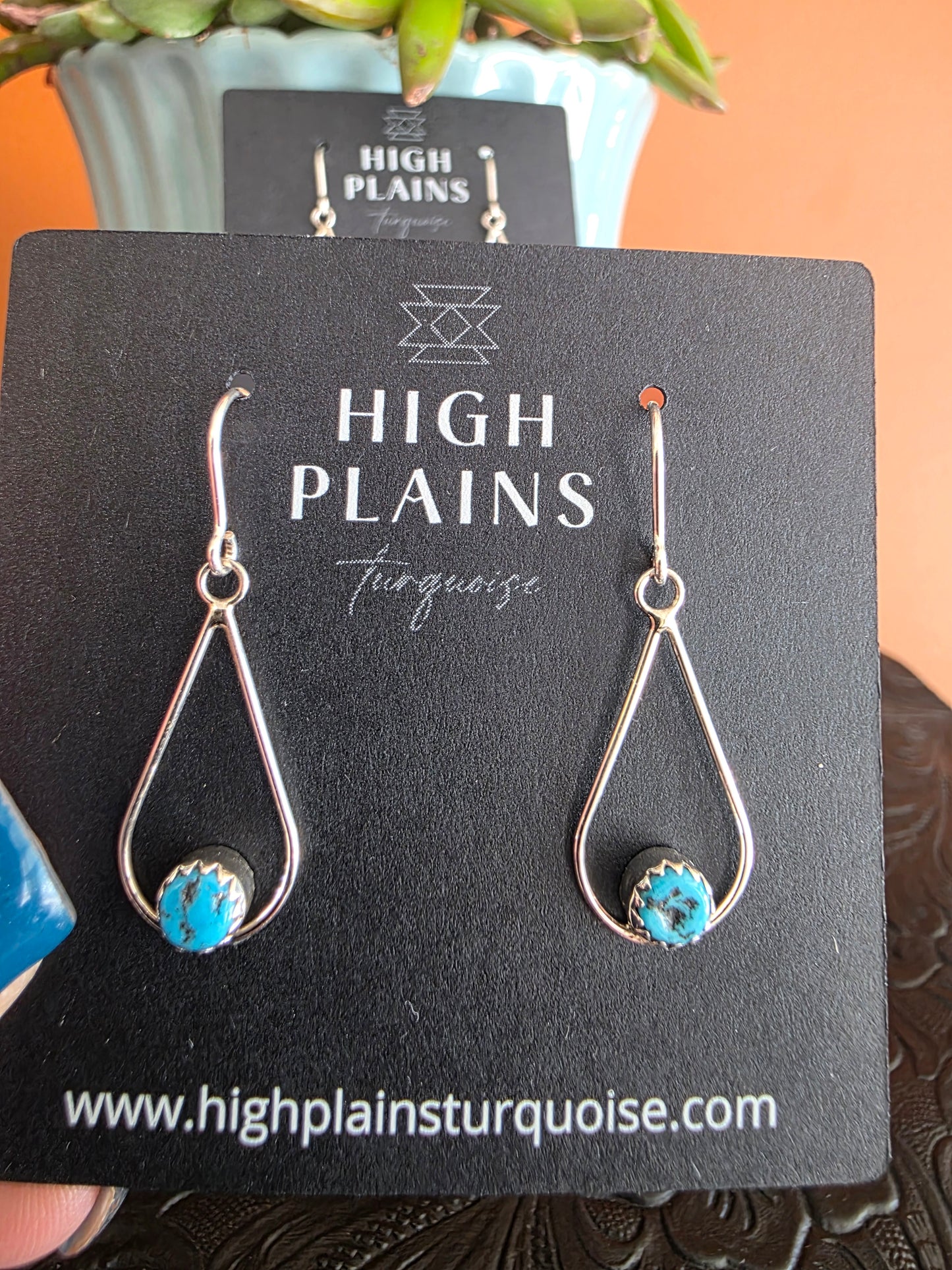 Kingman Turquoise Open Teardrop Earrings