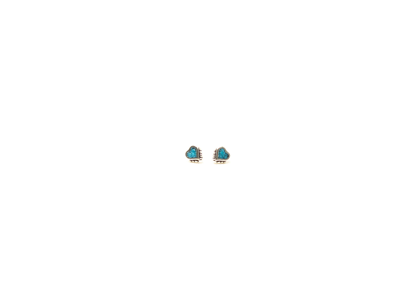 Turquoise Inlay Beaded Heart Earrings