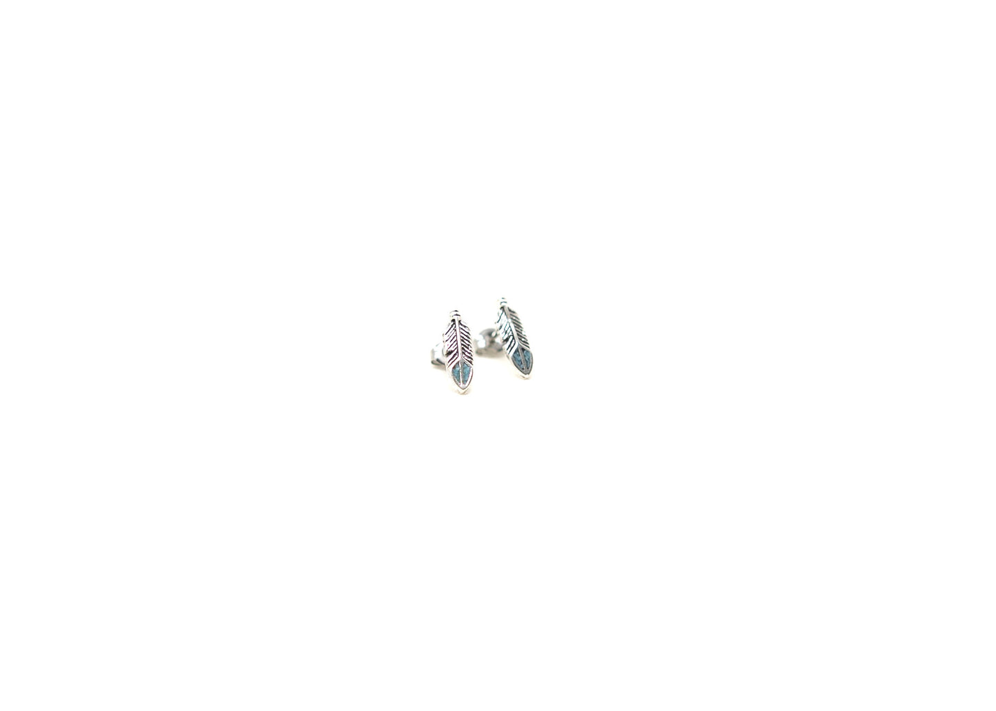 Turquoise Inlay Feather Earrings