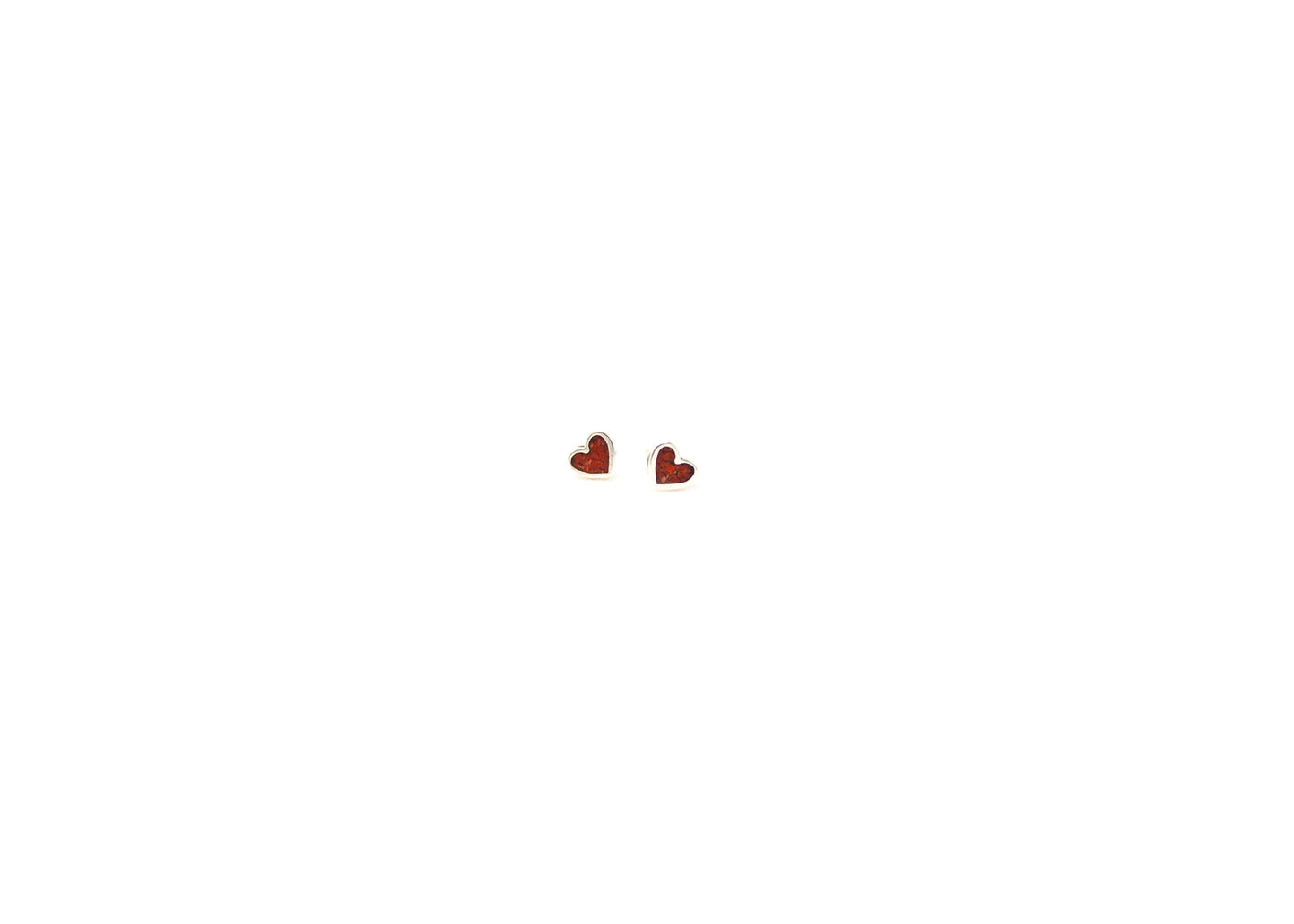 Coral Inlay Heart Earrings