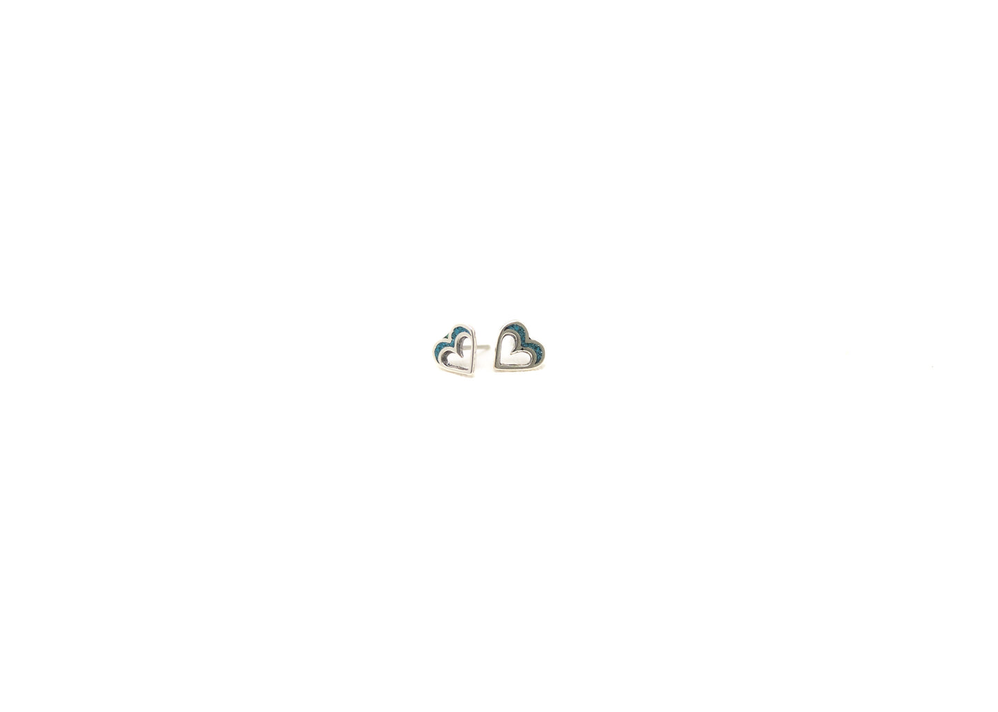 Turquoise Inlay Top Heart Earrings