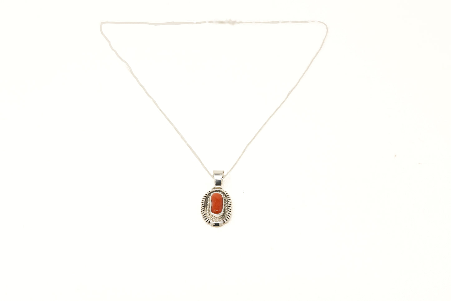 Sterling Sawtooth Mediterranean Coral Necklace