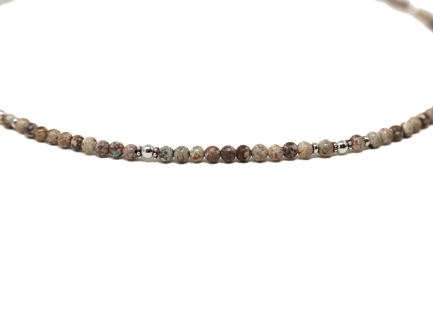 4mm Jasper Beaded Necklace with Sterling accents