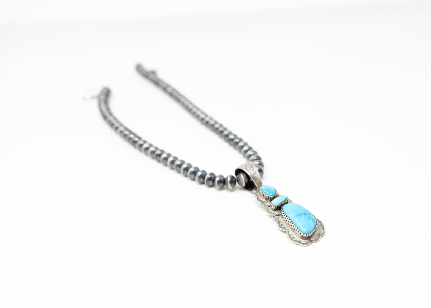 Bobby Johnson Kingman Turquoise Triple Stone Pendant