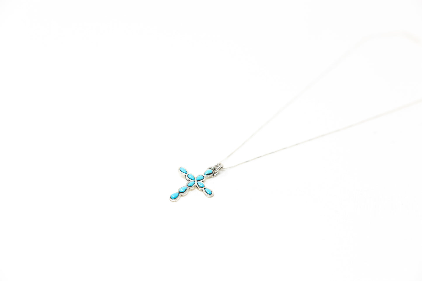 Teardrop Shaped Turquoise Cross Necklace