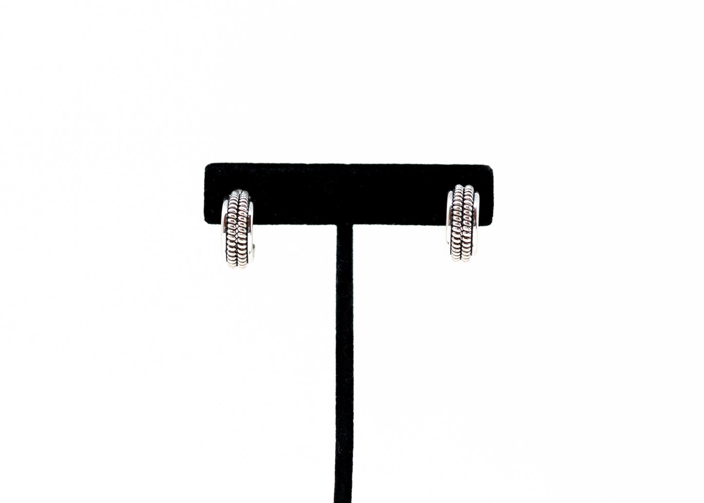 Sterling Silver Double Row Half Hoops