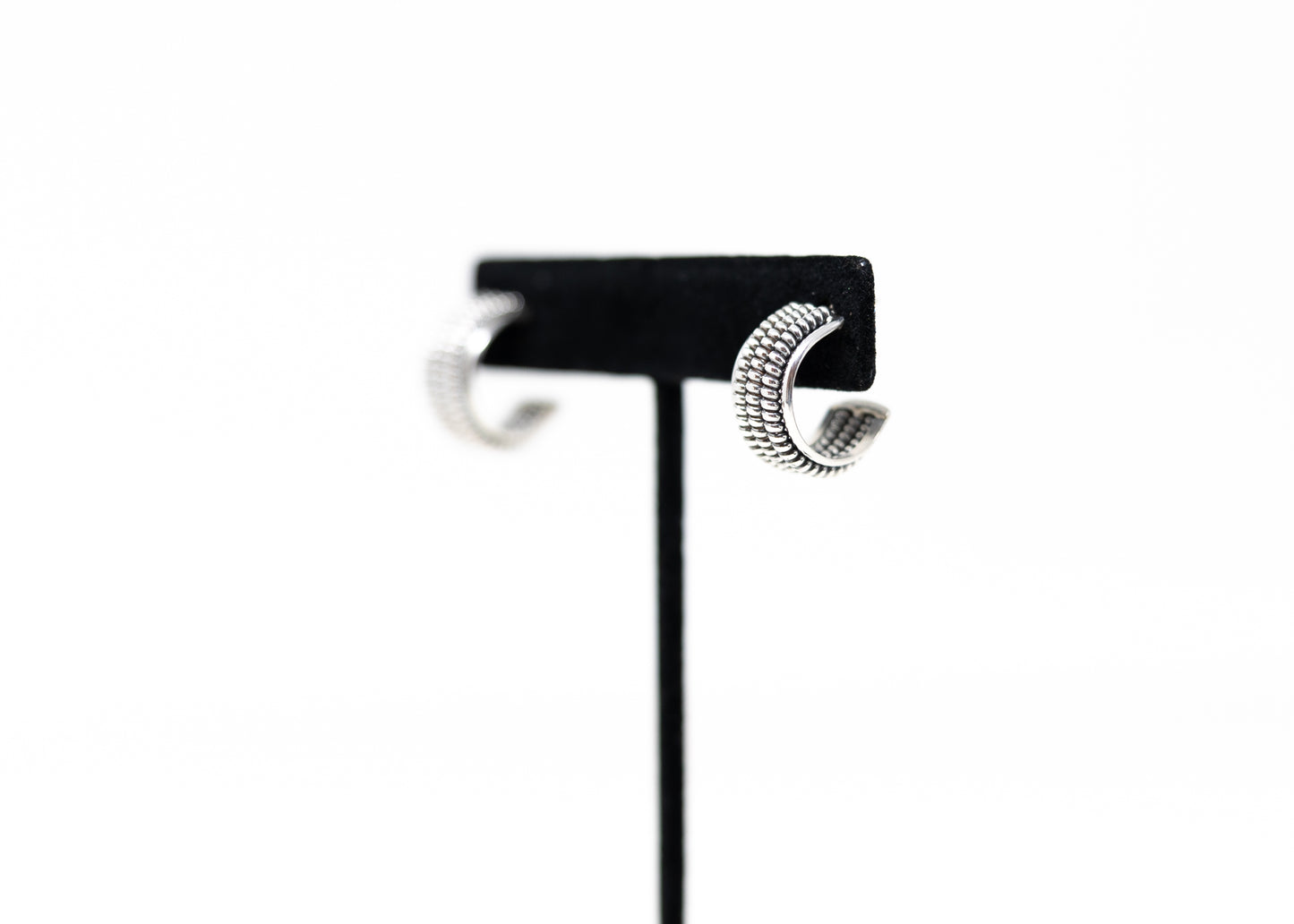 Sterling Silver Triple Row Half Hoops