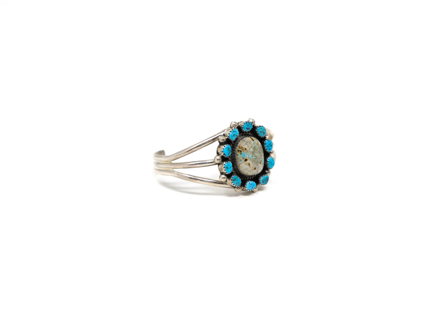 Boulder Kingman Turquoise Cluster Cuff Bracelet