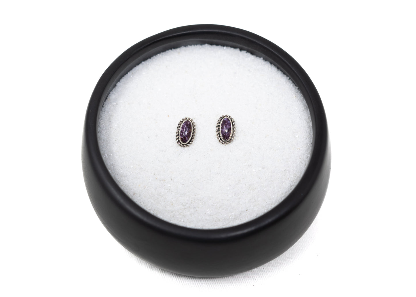 Long Oval Purple Spiny Earrings