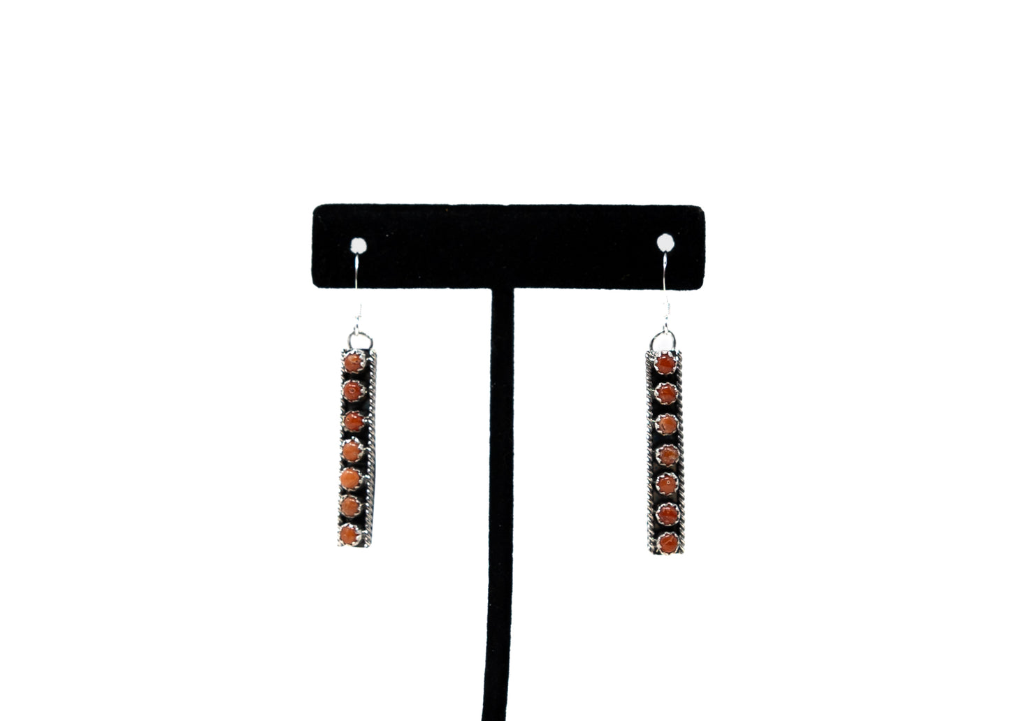 Coral Dot Bar Style Earrings