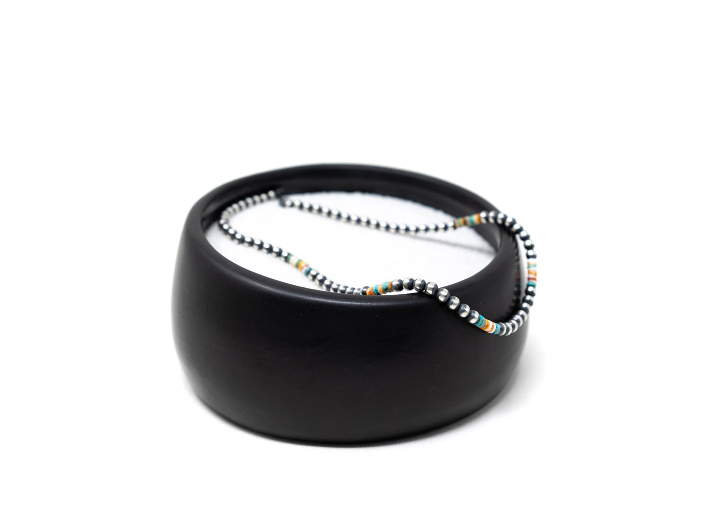 5mm Sterling Silver Beaded Necklace with Heishi Accents