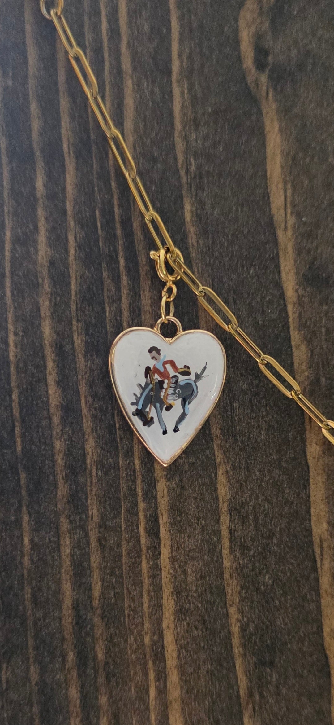 Hand Painted Bronc Rider Heart Charms (various colors)