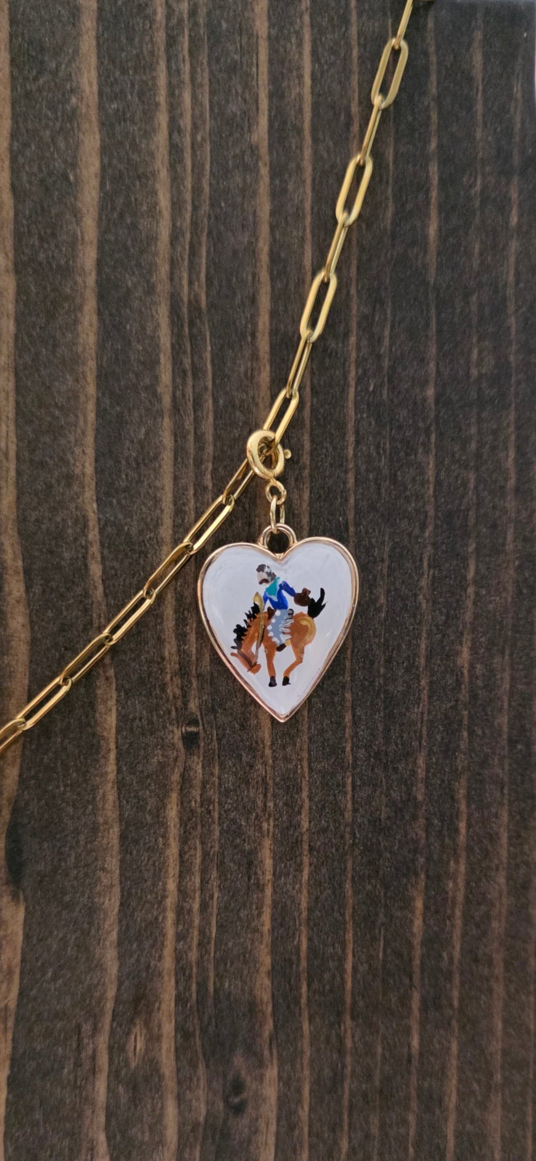 Hand Painted Bronc Rider Heart Charms (various colors)