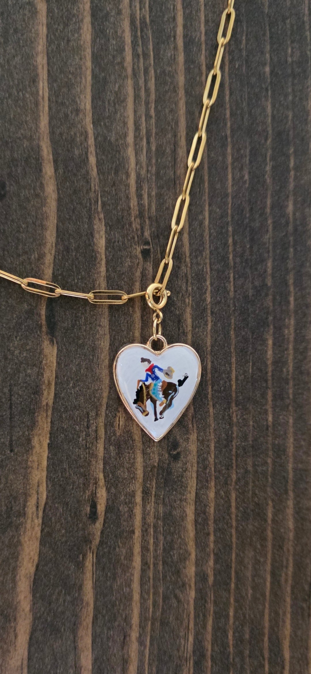 Hand Painted Bronc Rider Heart Charms (various colors)