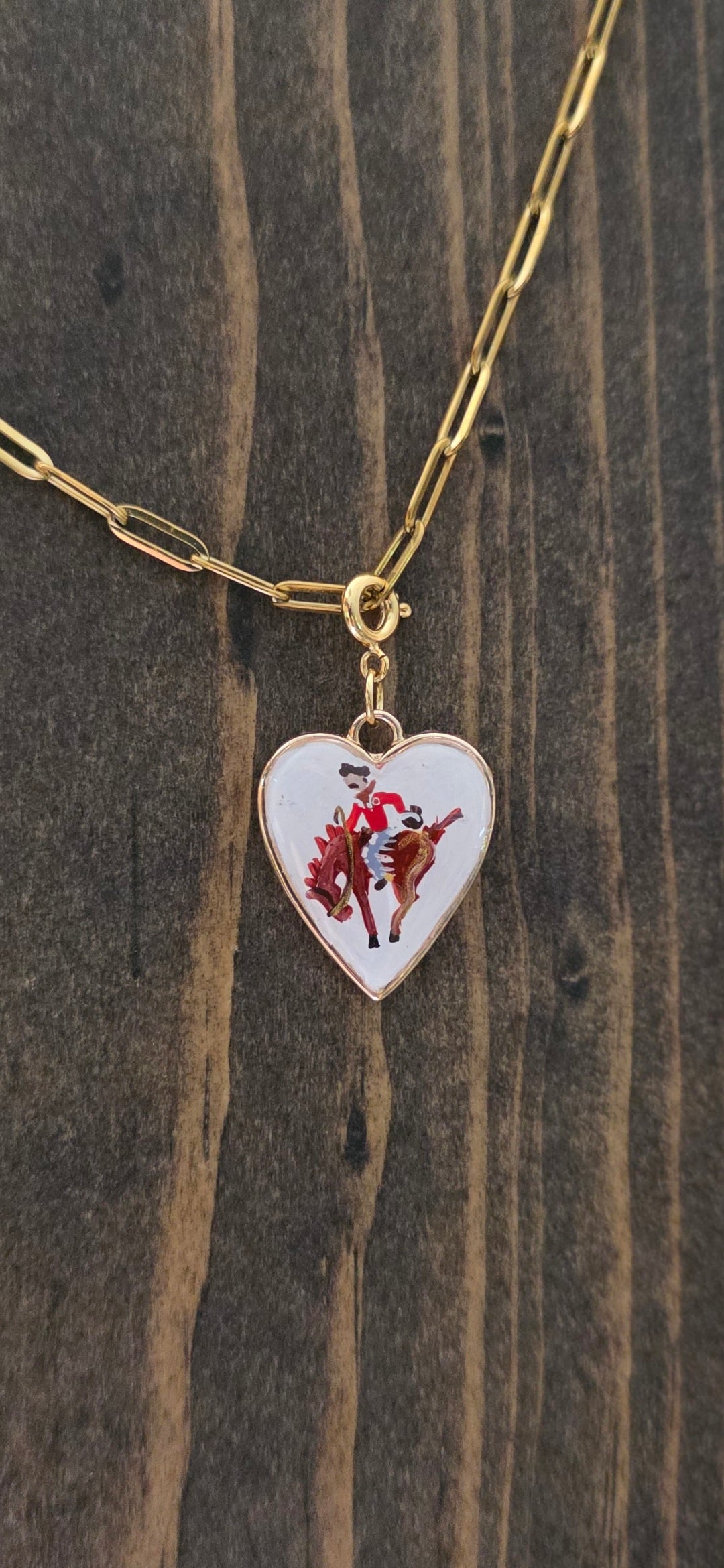 Hand Painted Bronc Rider Heart Charms (various colors)