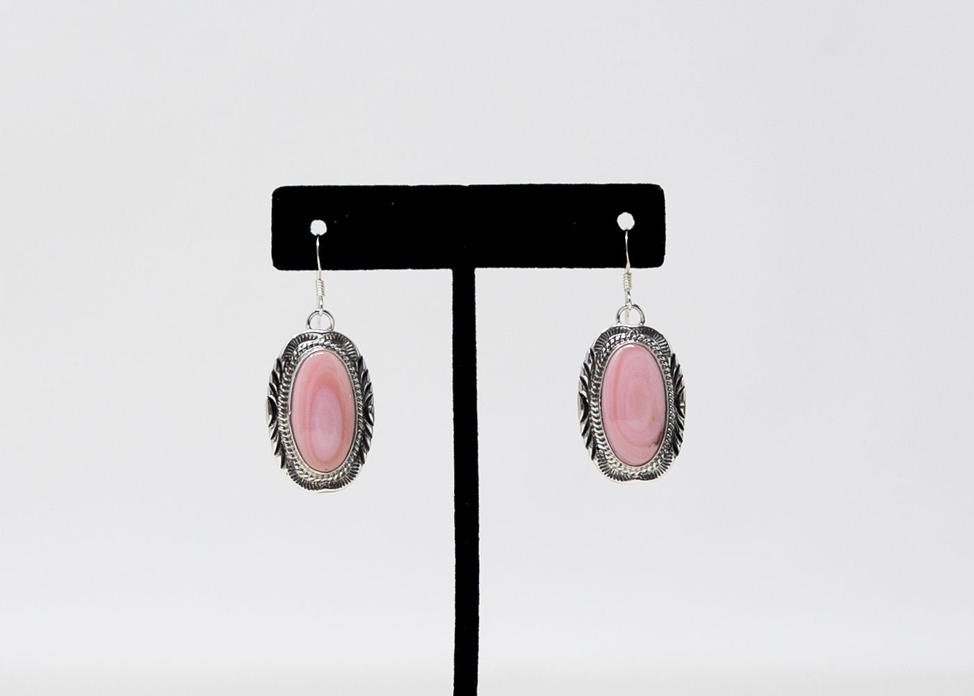 Large Oval Pink Conch Earrings