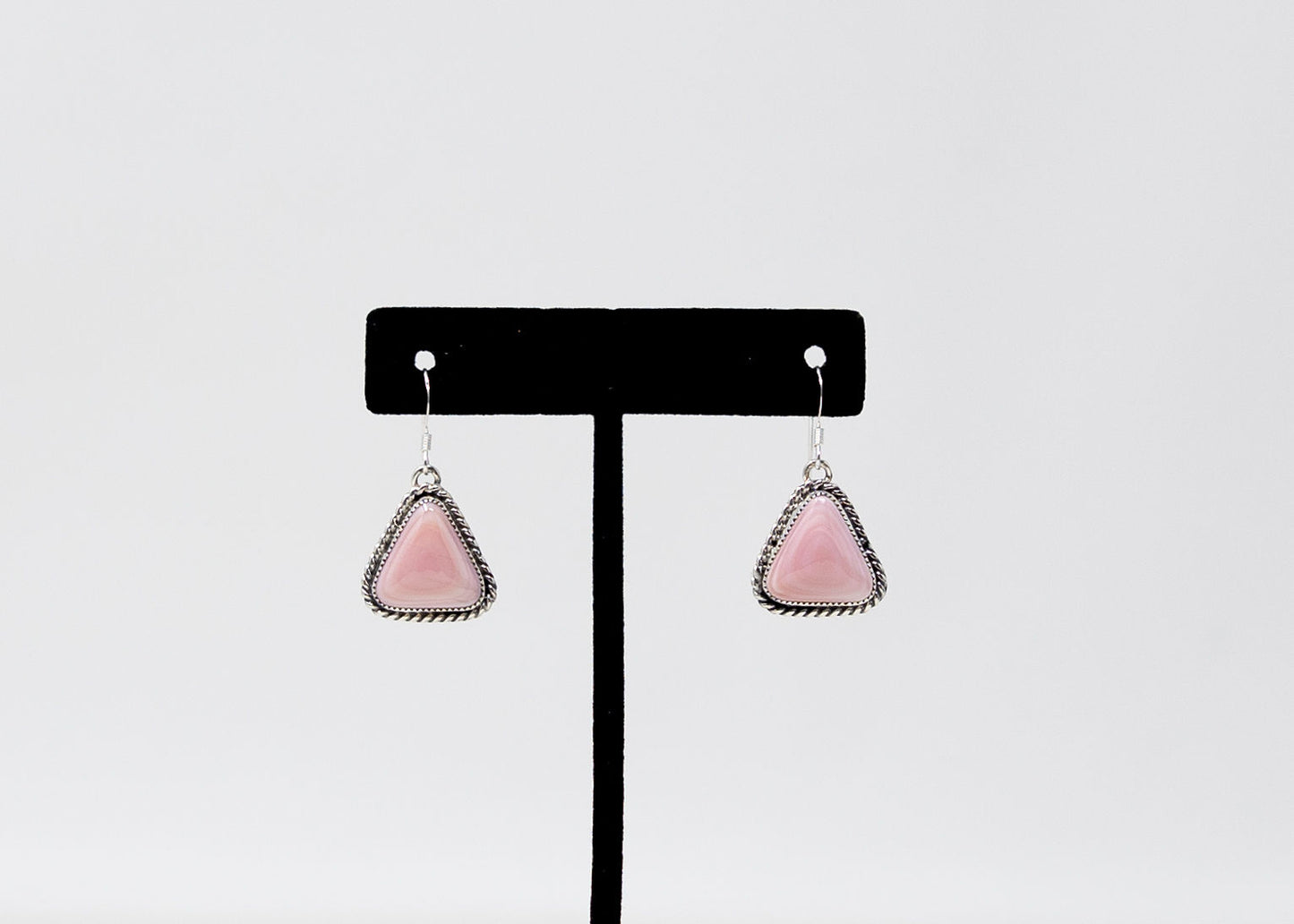 Rope Accent Pink Conch Triangle Earrings