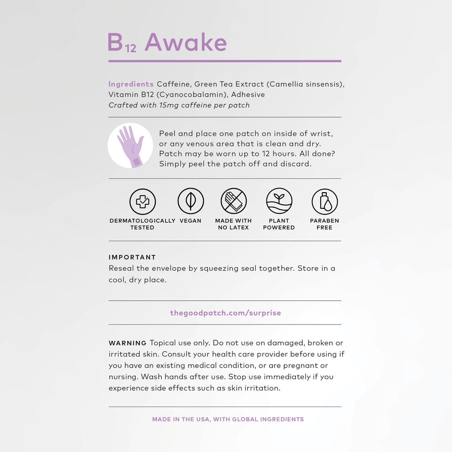 B12 Awake Wearable Wellness Patch