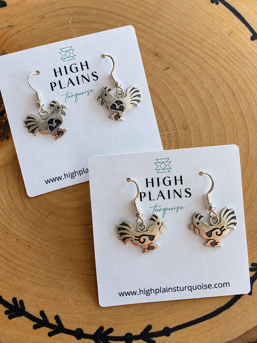 Silver Sunrise Rooster Earrings