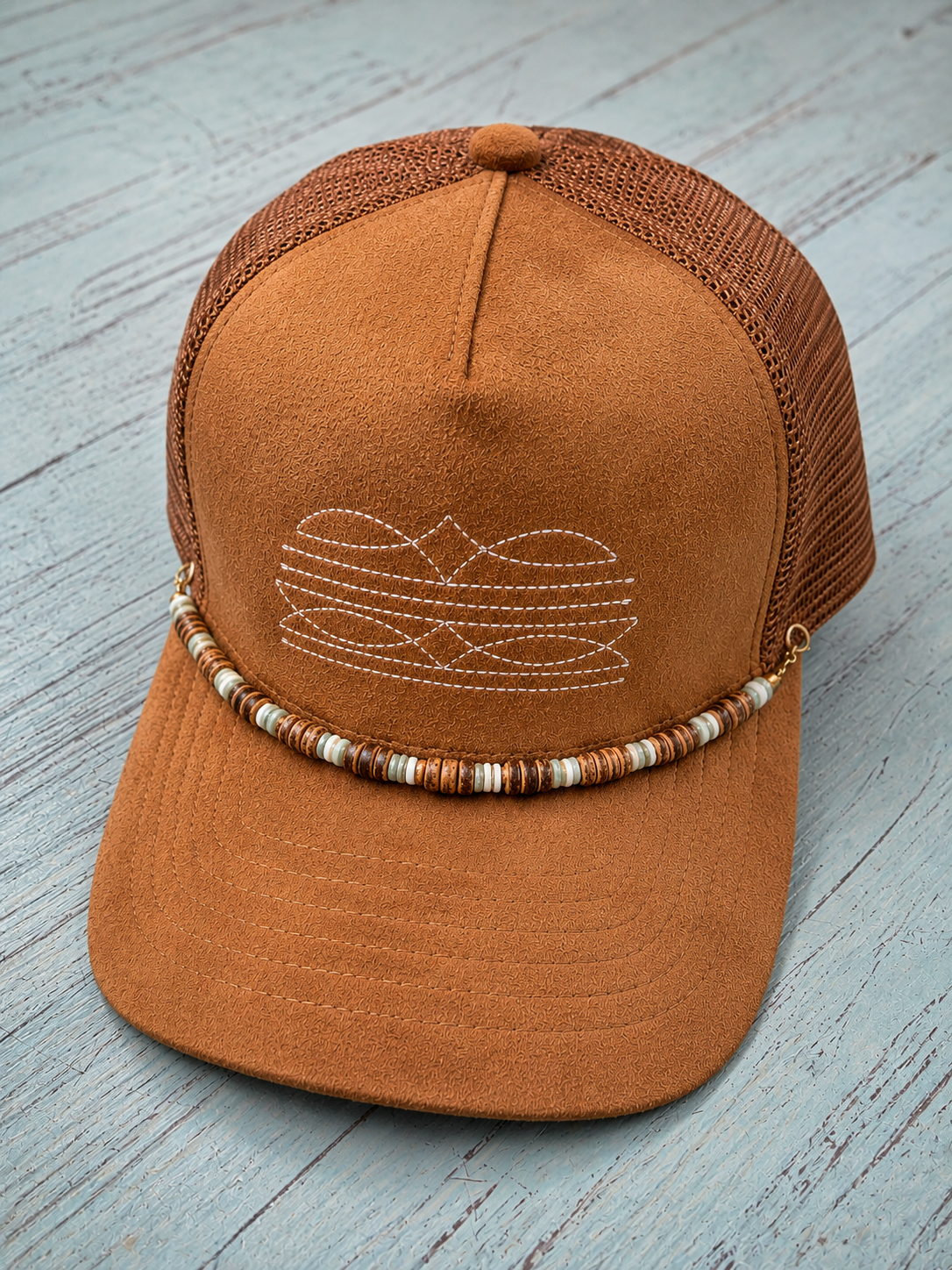 Boot Stitch Beaded Trucker Hat