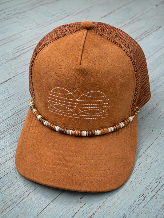 Boot Stitch Beaded Trucker Hat