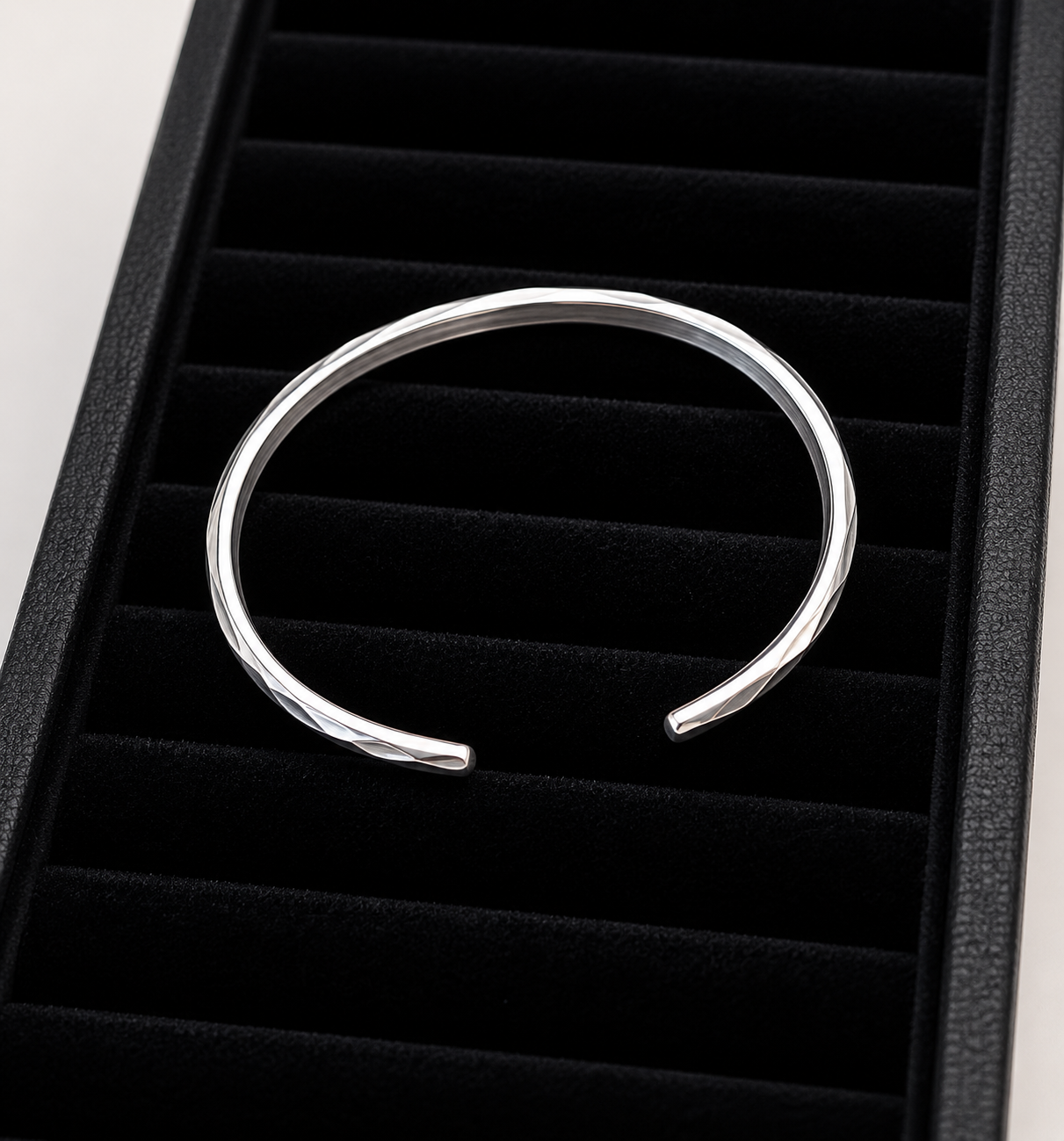 Elaine Tahe Heavy Gauge Stamped Sterling Half Round Stacker Cuff