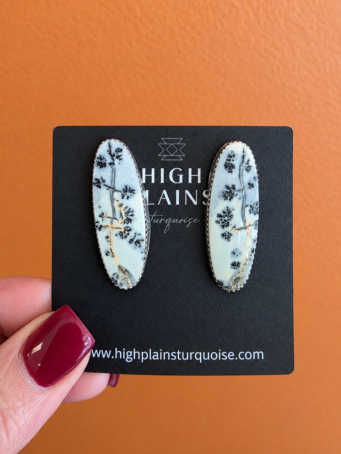 Dendritic Opal Elongated Earrings