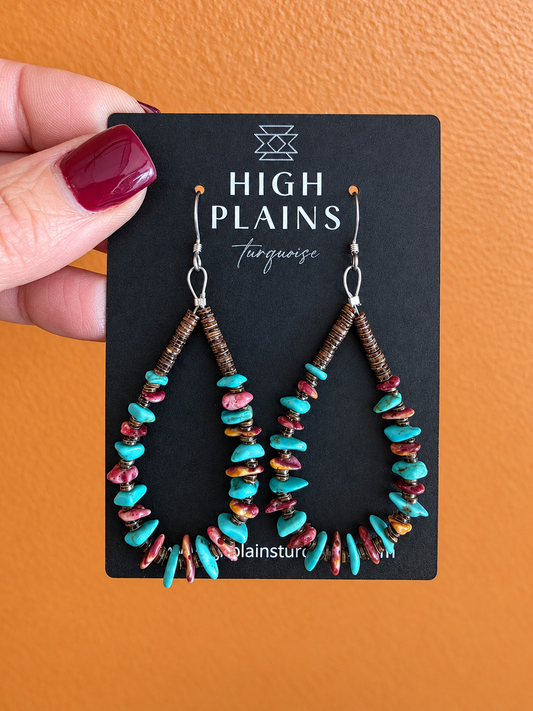 Turquoise Spiny Confetti Heishi Earrings
