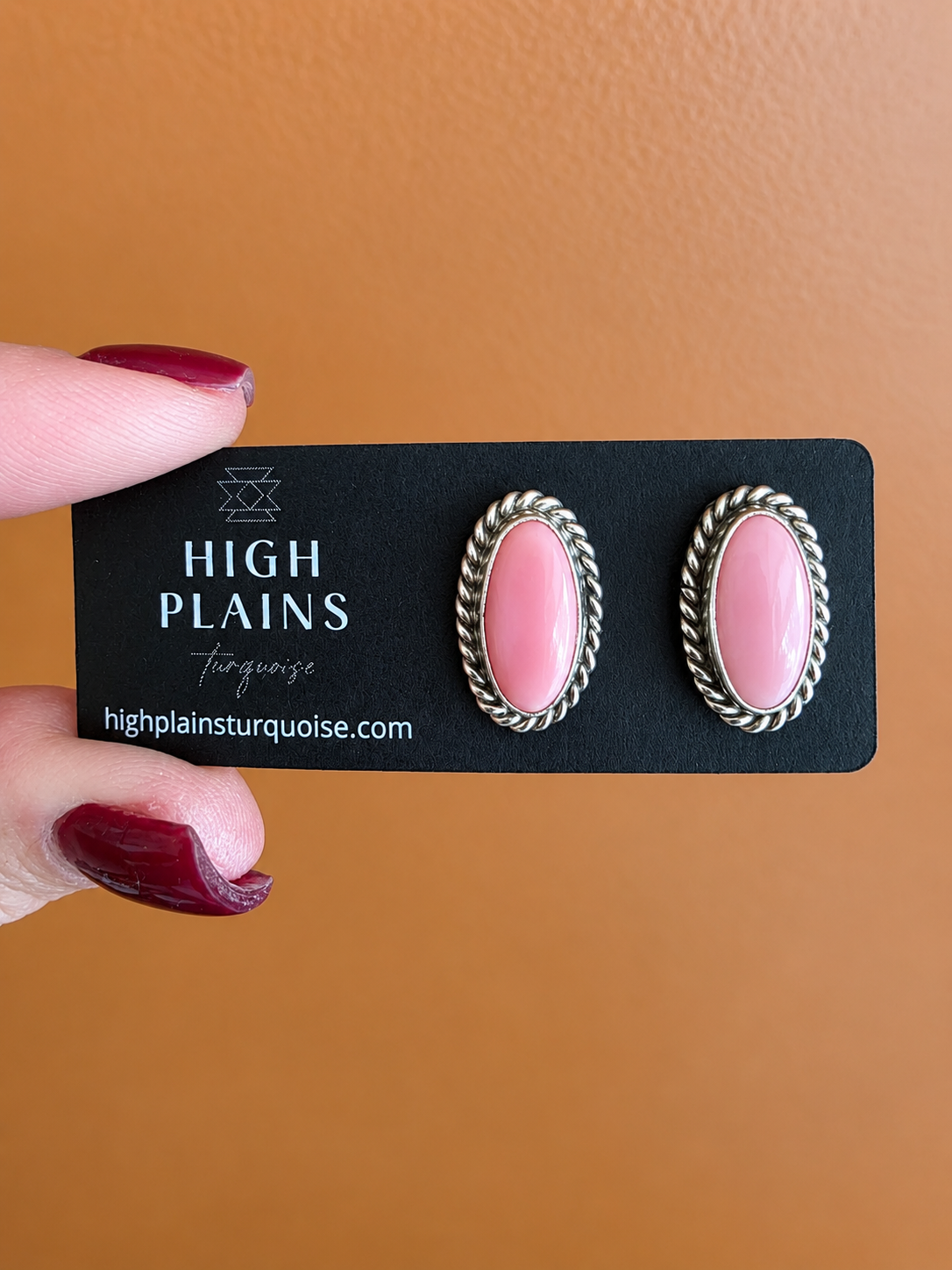 Pink Conch Sterling Rope Oval Studs