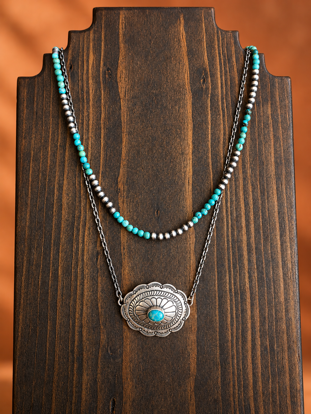 Turquoise Trail Sterling Bead Necklace