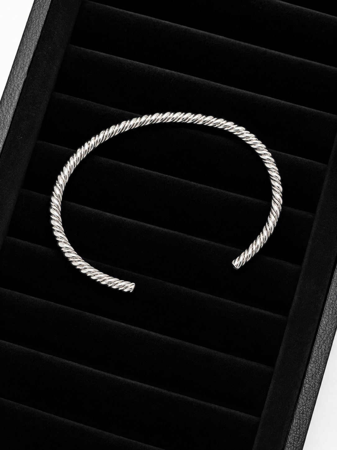Tahe Sterling Silver Micro Double Twist Stacker Cuff