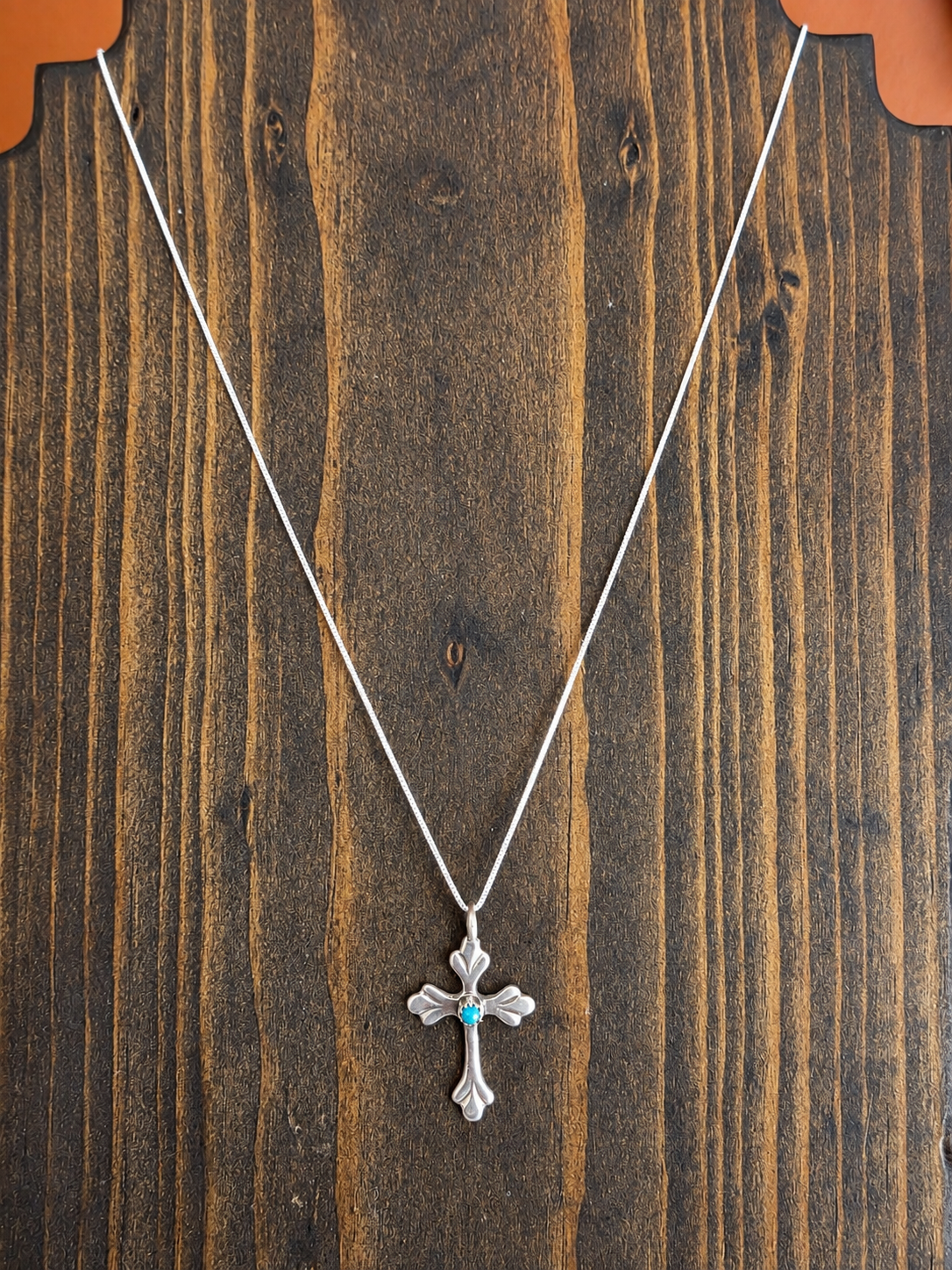 Turquoise Trinity Cross Pendant Necklace