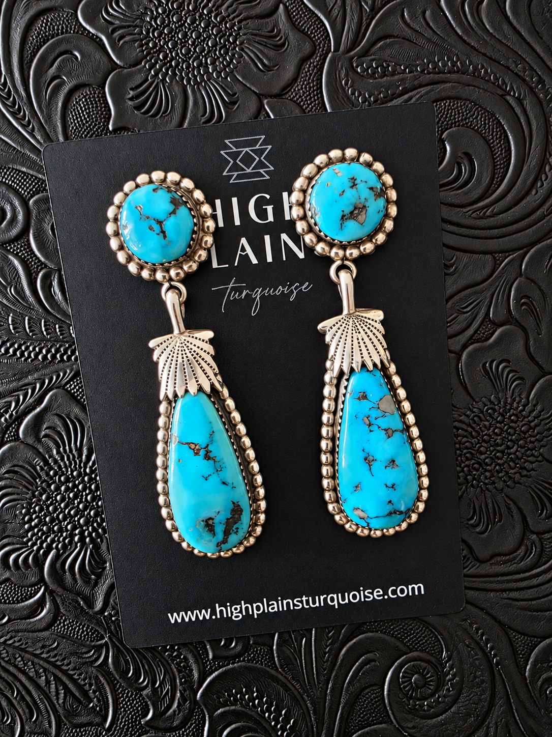 Zuni Sleeping Beauty Turquoise Statement Earrings