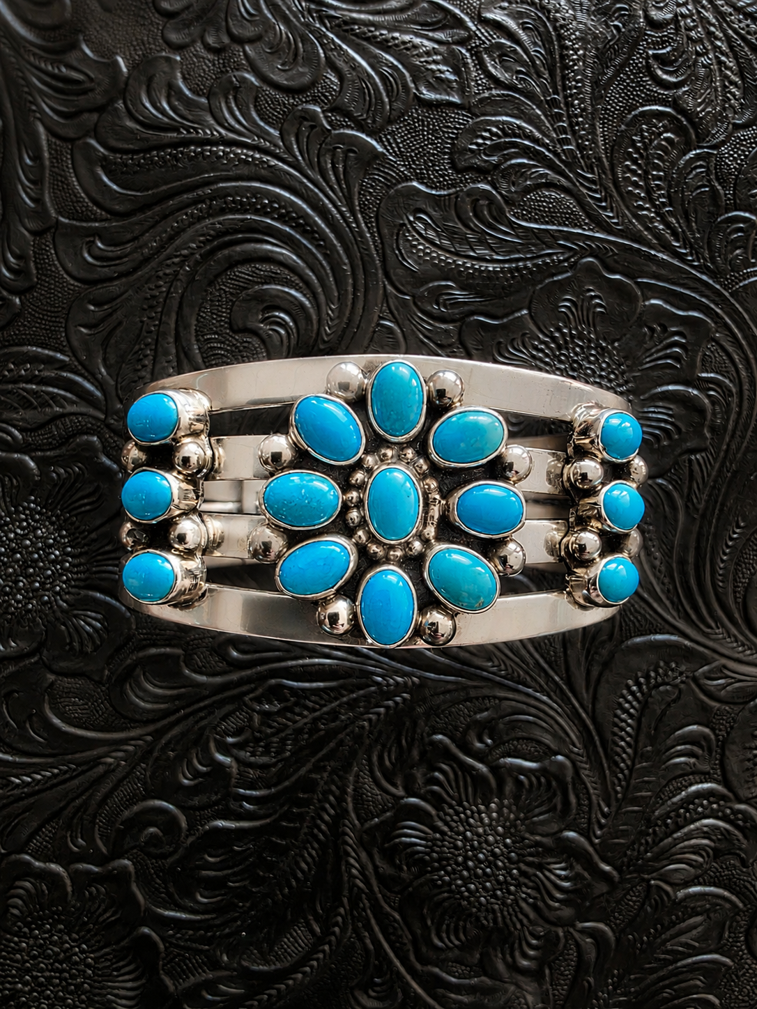Sleeping Beauty Turquoise Cluster Cuff Bracelet