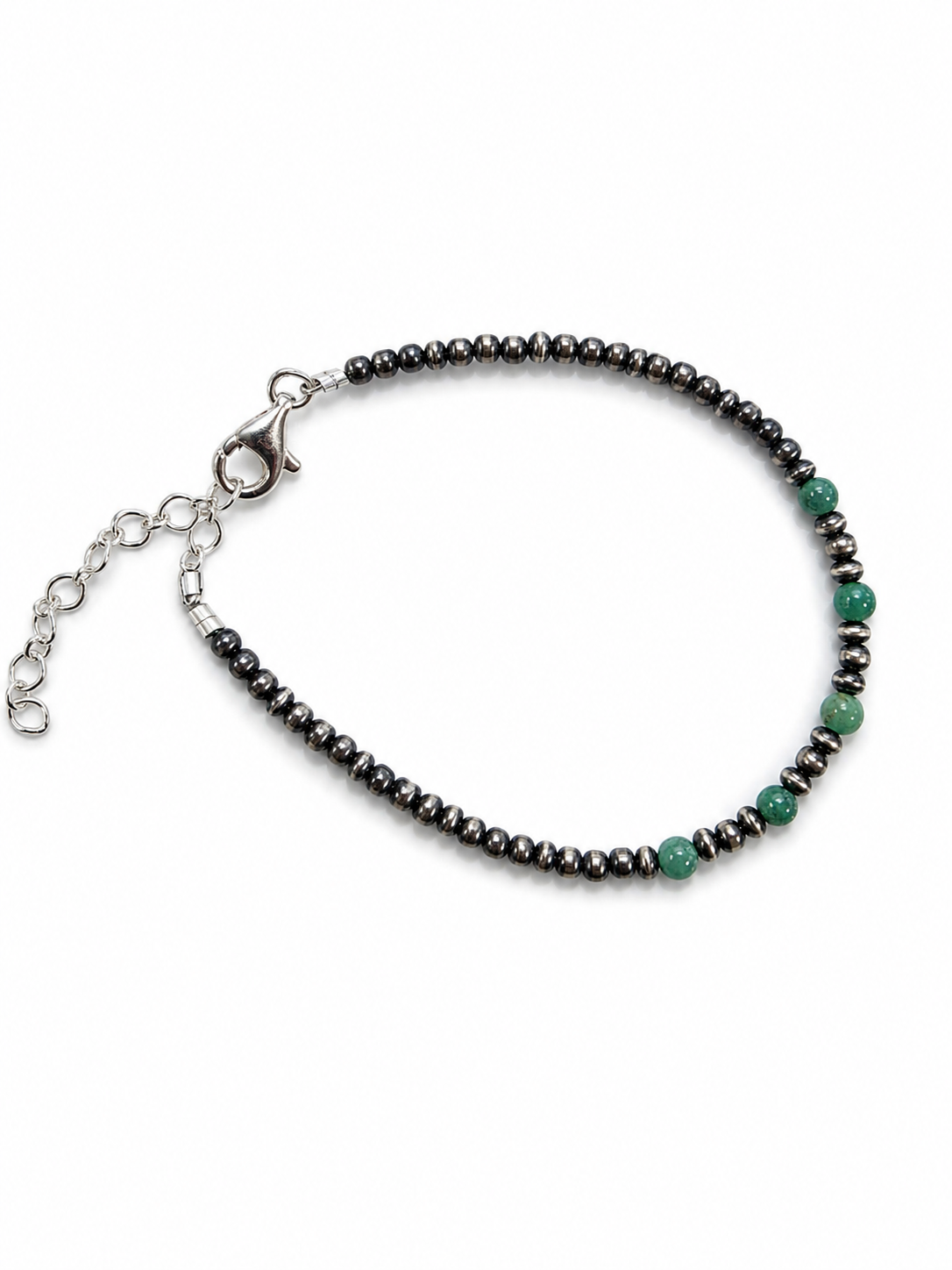 3mm Sterling Silver Mix Bead Turquoise Bracelet