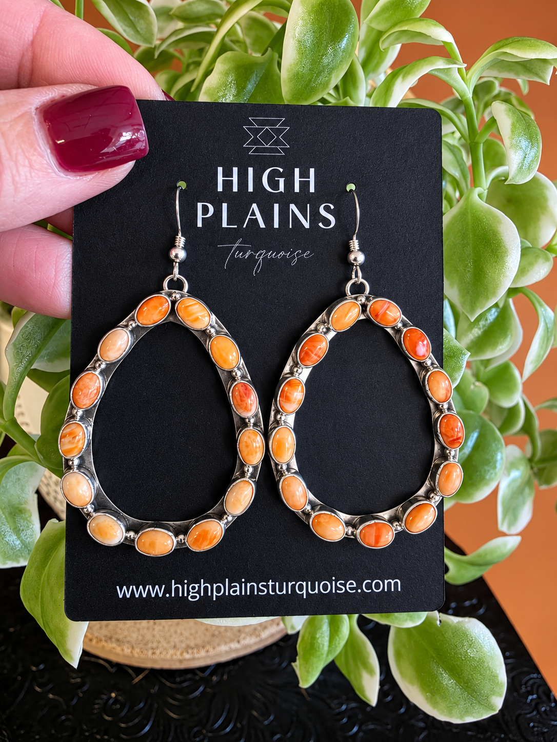 Sunset Spiny Oyster Teardrop Earrings