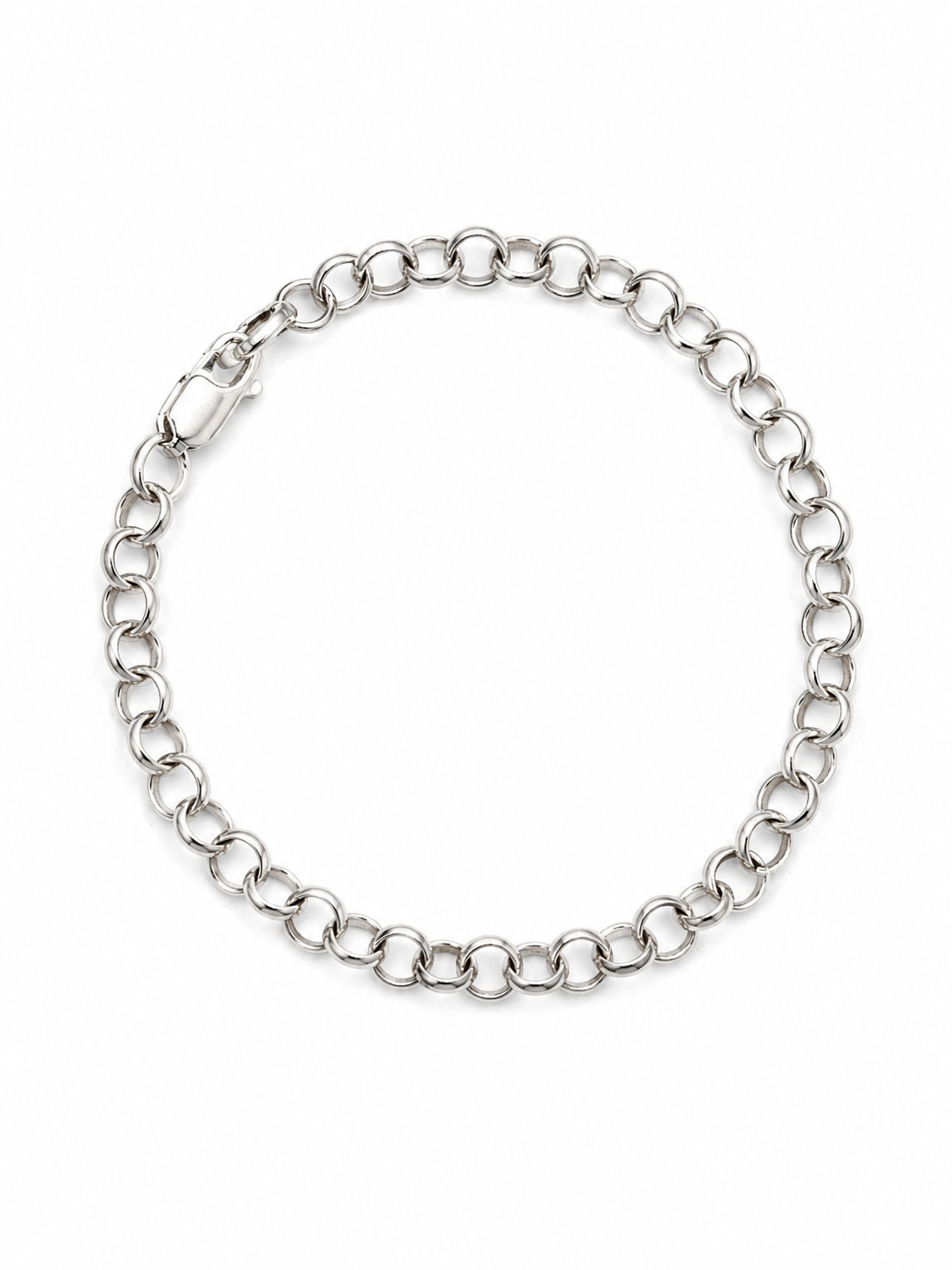 Sterling Silver Medium Rolo Link Charm Bracelet