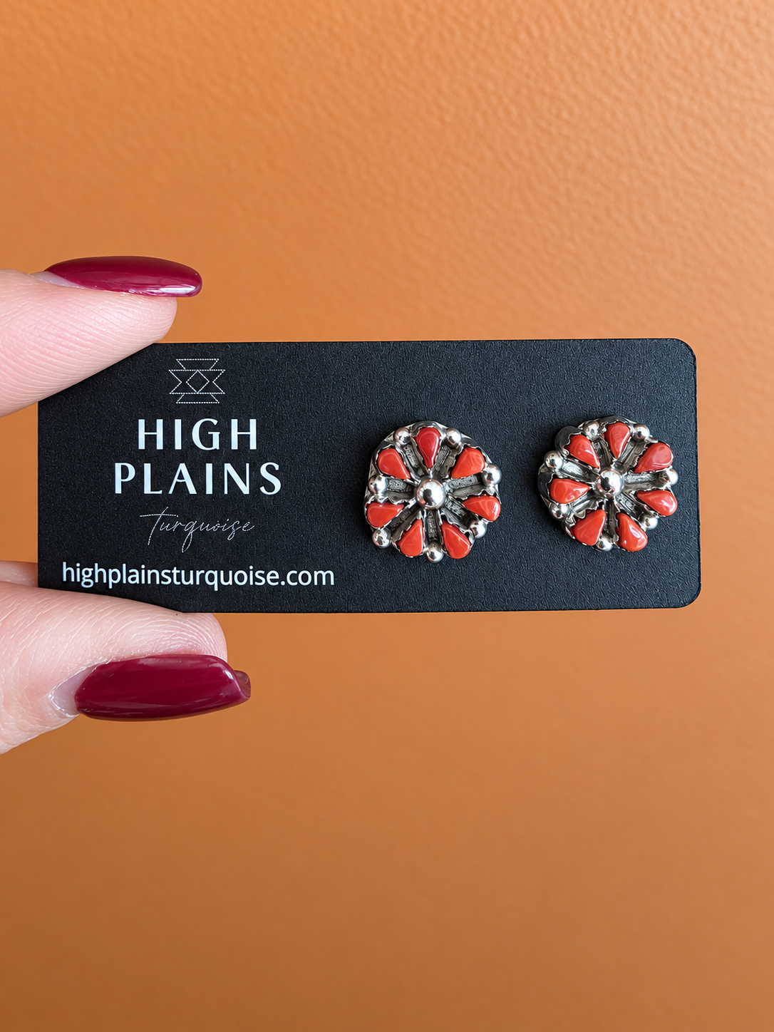 Zuni Petite Red Coral Cluster Earrings