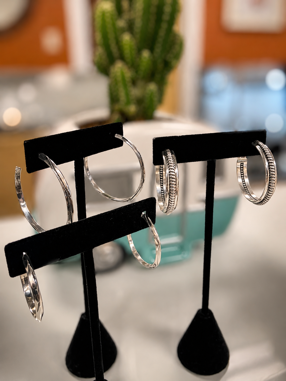 Sterling Silver Single Row Large Hoops