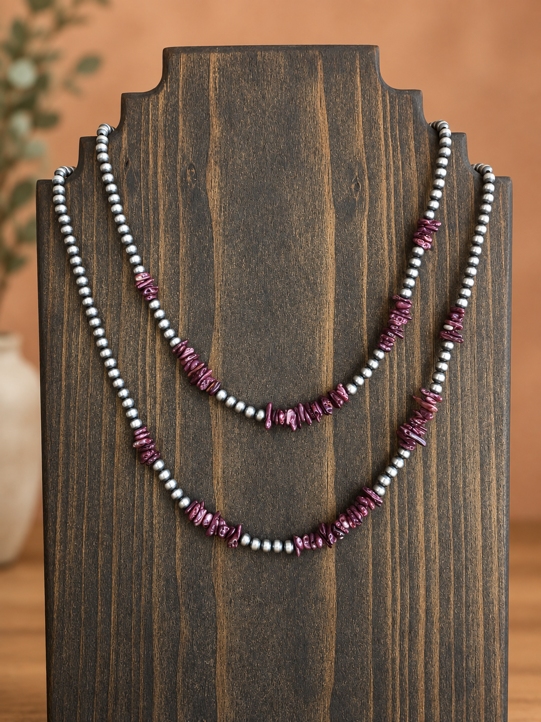 Purple Spiny Sterling Beaded Necklace