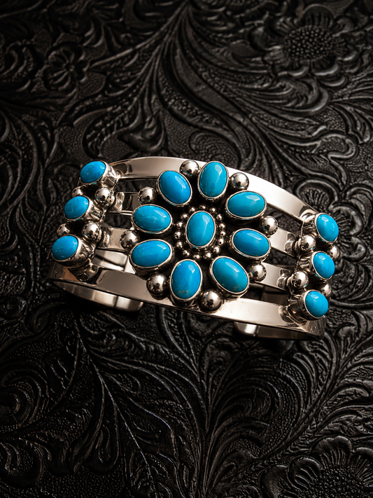 Sleeping Beauty Turquoise Cluster Cuff Bracelet
