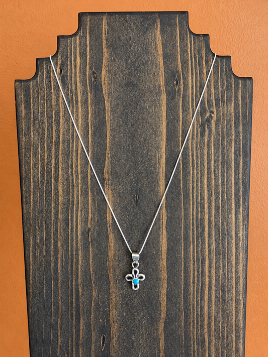 Petite Turquoise Cross Pendant Necklace